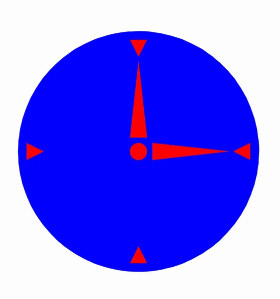 Kék óra vektor, piros mutatók — Stock Vector