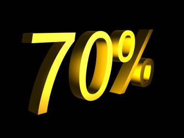 siyah arka plan 3d render altın yetmiş yüzde 