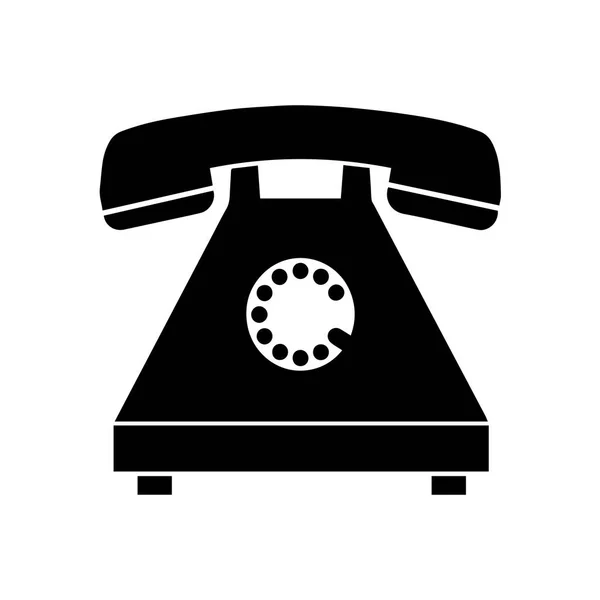 Black silhouette old telephone vector — Stock Vector