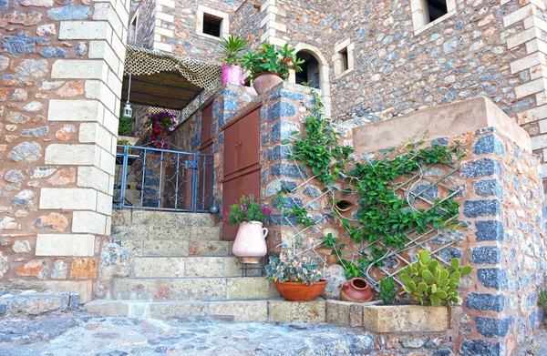 城堡在莫奈姆瓦夏 Lakonia 奔希腊 — 图库照片