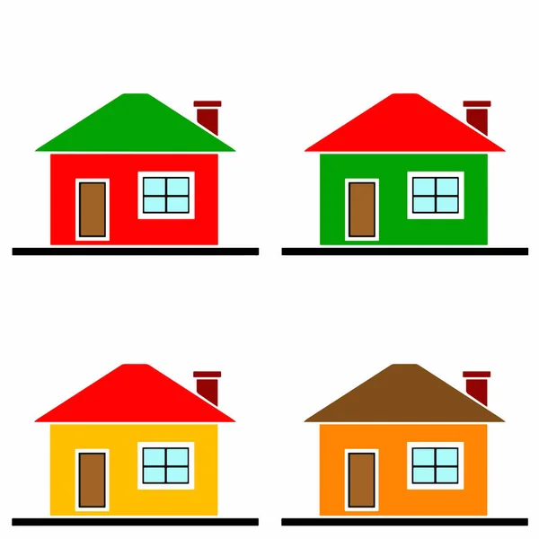Casas coloridas conjunto vetor — Vetor de Stock