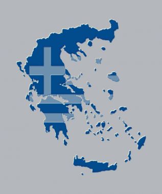 Yunanistan Haritası vektör çizim Yunan bayrağı ile