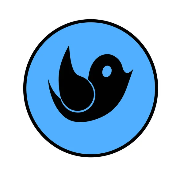 Botão plano azul com vetor de pássaro preto — Vetor de Stock