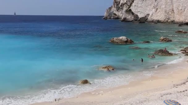 Paisagem de Erimitis praia Paxos Ilhas Jónicas Grécia — Vídeo de Stock
