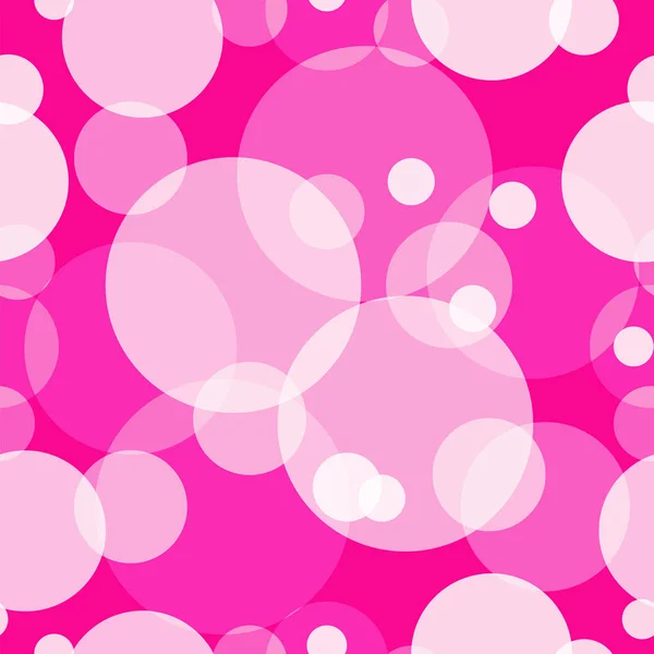 Seamless tileable texture with circle bubbles and pink background — Stock Vector