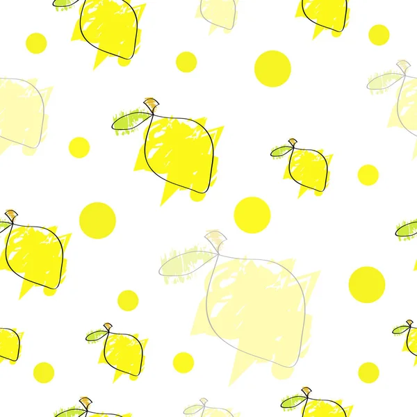 Naadloze tegelbaar patroon met gele citroenen - vectorillustratie — Stockvector