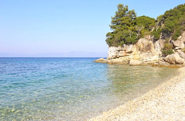 Paisagem da praia de Monodendri na ilha de Paxos Grécia — Fotografia de Stock