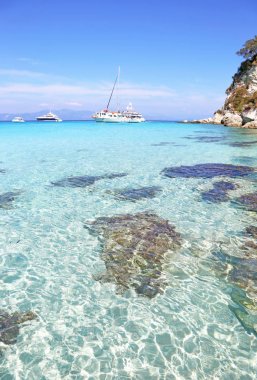 Antipaxos plaj manzara Yunanistan
