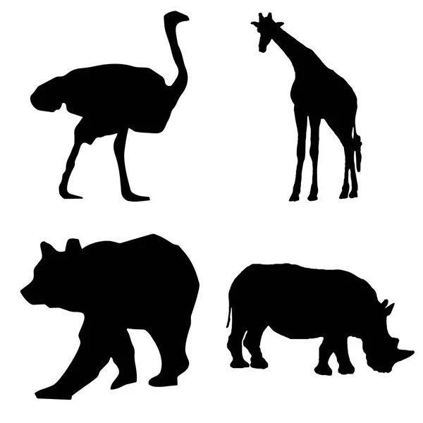 Zwarte silhouet boerderij dieren vector set — Stockvector