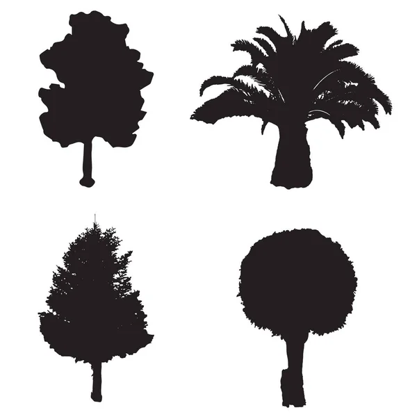 Vektor se čtyřmi silueta stromy — Stockový vektor