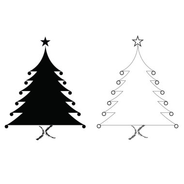 siyah siluet Noel ağaçları set vektör