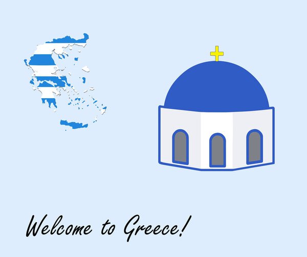 welcome to greece vector card 