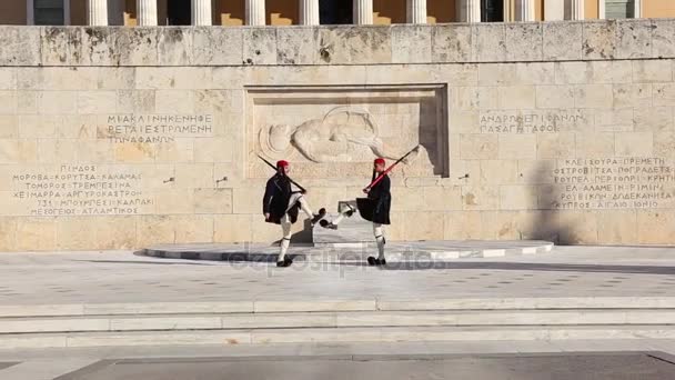 Aten Grekland December 2017 Grekiska Evzones Grekiska Tsolias Vaktar Presidential — Stockvideo