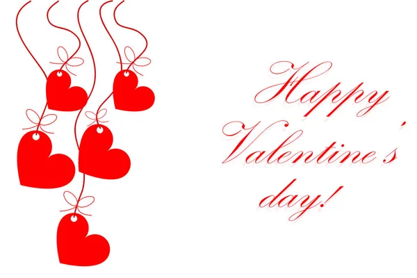 С днем Святого Валентина вектор карты с красными сердцами — стоковый вектор