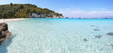 panoramic lanscape of Voutoumi beach Antipaxos island Greece clipart