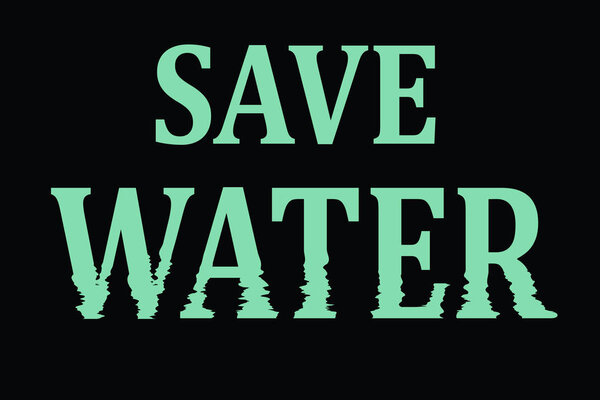Save water icon - ecology concept - black background
