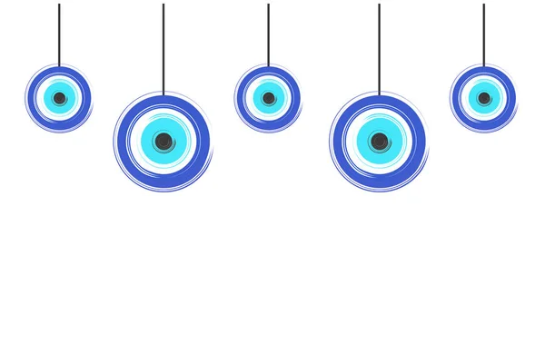 Tarjeta Con Ojos Azules Malvados Vector Del Mal Ojo Fondo — Vector de stock