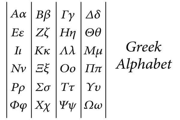 Vektor des griechischen Alphabets mit Groß- und Kleinbuchstaben - Schulbildungskonzept — Stockvektor