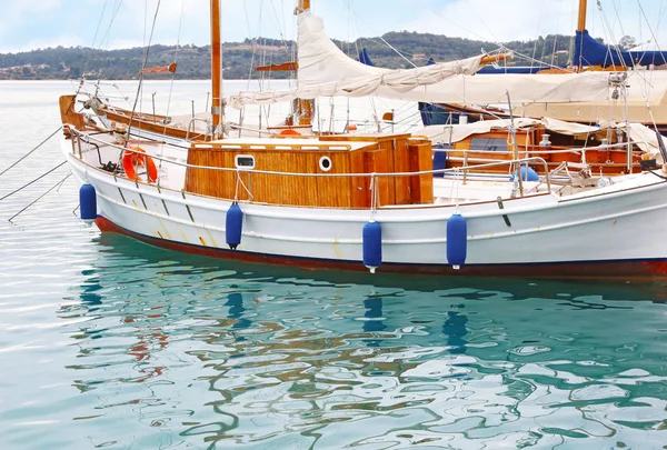 Boat Reflection Sea Porto Heli Argolis Greece — Stock Photo, Image