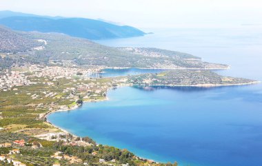 Eski Epidaurus Argolis Yunanistan - Palaia Epidauros - manzara yukarıdan manzara