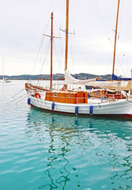 sailboat at Porto Heli sea Argolis Greece - greek summer destination clipart