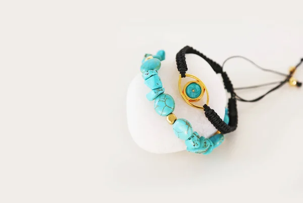 greek jewelry - turquoise gemstone bracelet - evil eye bracelet
