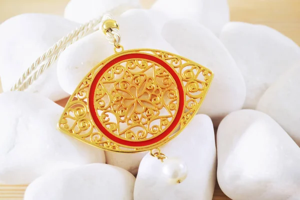 Золотое Византийское Ожерелье Дорогие Греческие Злые Украшения — стоковое фото