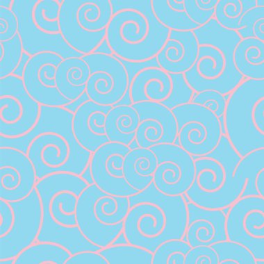Dikişsiz desen vektör - pembe daireler - mavi arka plan