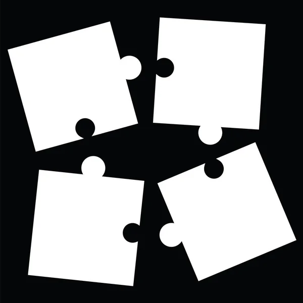 Külön fehér puzzle darab a fekete háttér - jigsaw - piktogram vektor — Stock Vector