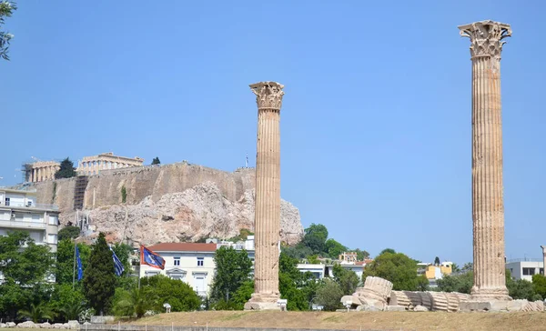 Paisaje Partenón Visto Desde Templo Zeus Olímpico Atenas Grecia — Foto de Stock