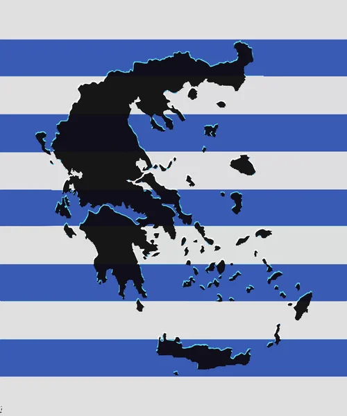 Grecia Mapa Vector Con Bandera Griega Como Fondo — Vector de stock