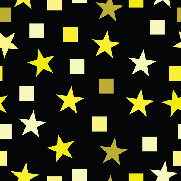 Vzor bezešvé vektor s žlutými hvězdami a čtverce — Stockový vektor