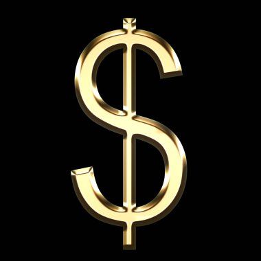 Doları 3d illüstrasyon siyah arka plan - 3d render illüstrasyon