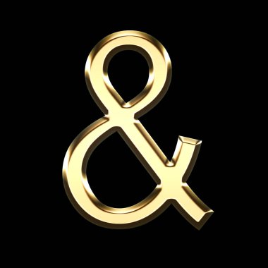 kelime temsil eden ve siyah arka plan - 3d render illüstrasyon izole altın 3d sembolü