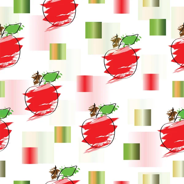 seamless pattern with apple and abstract squares vector