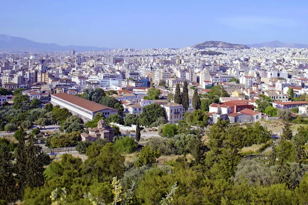Paisaje Urbano Atenas Grecia Con Stoa Attalos Vista Una Antigua — Foto de Stock