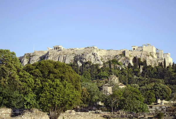 Vista Acrópolis Atenas Grecia Monumentos Griegos Antiguos — Foto de Stock