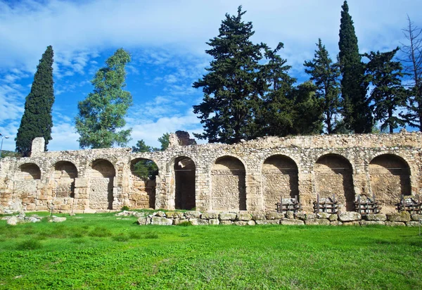 Gamla Väggen Daphni Monastery Aten Grekland — Stockfoto