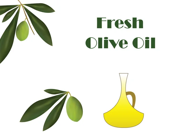 Świeżego oleju z oliwek wektor - ogłoszenie tradycyjne greckie oliwy z oliwek — Wektor stockowy