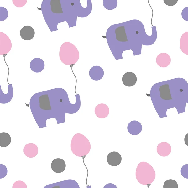 Nahtloses Muster mit Elefanten und Luftballons — Stockvektor