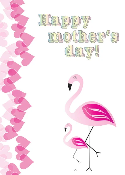 Happy mothers day with flamingos vector illustration — Stock Vector