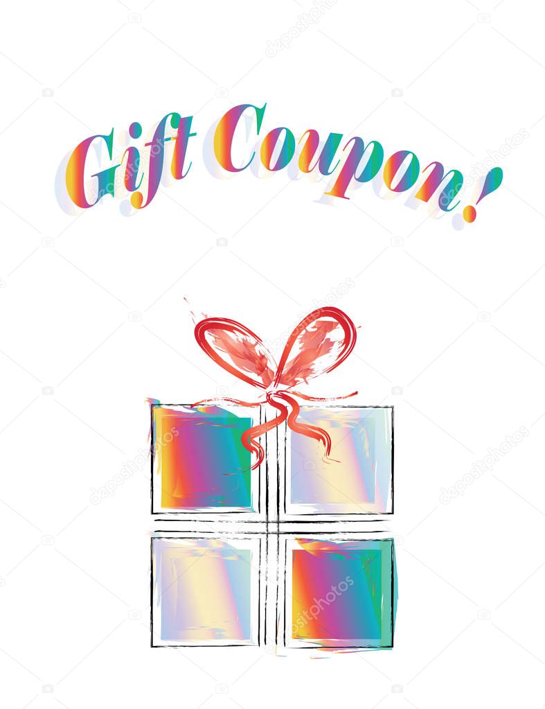 gift coupon logo with colorful gift box illustration 