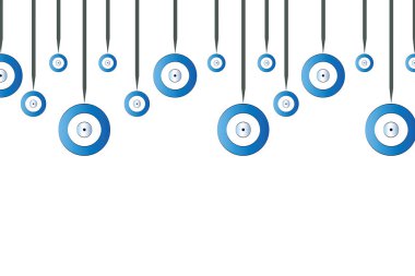 Mavi şeytani gözlü yatay bayrak