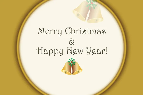 Feliz Natal e feliz ano novo cartão vetorial com sinos jingle — Vetor de Stock
