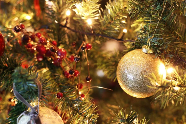 Decorative Ornaments Golden Ball Christmas Tree Stock Image