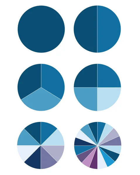 Pie charts - diagrams for infographics - blue colors — 스톡 벡터