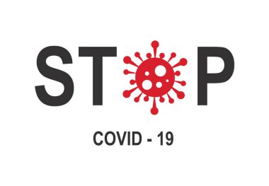 Covid 'i durdur - Virüs ikonu vektörü olan 19 logo
