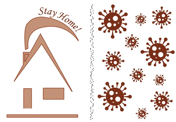 Rester Maison Logo Virus Icône Vecteur Protection Contre Coronavirus — Image vectorielle