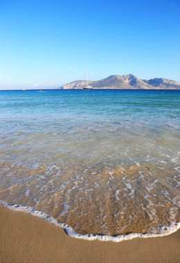 Ano Koufonisi adası Cyclades Yunanistan 'daki Fanos plajının manzarası