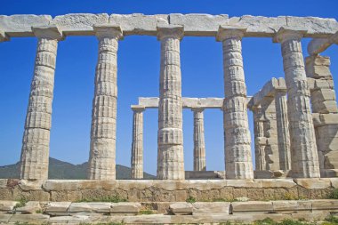 Cape Sounion Attica 'daki Poseidon Tapınağı